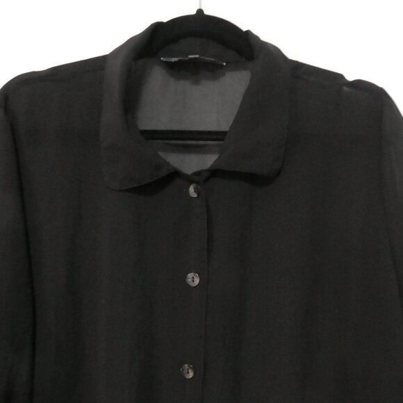 ADDITION ELLE | size 18 | Classic Sheer Black Button-Up Shirt | Roll Tab Sleeves - Picture 1 of 15